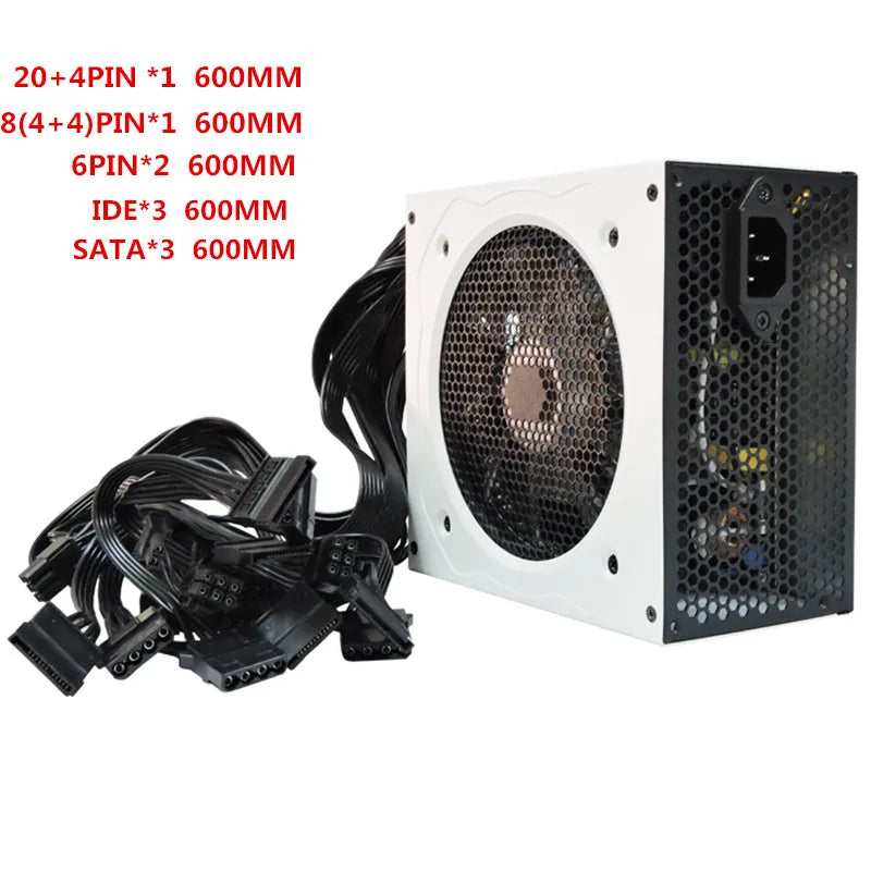 PC Power Supply 700W Gaming with Colorful LED Light