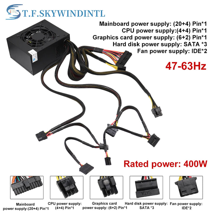 PC Power Supply 400w 110V 220v ATX Gaming