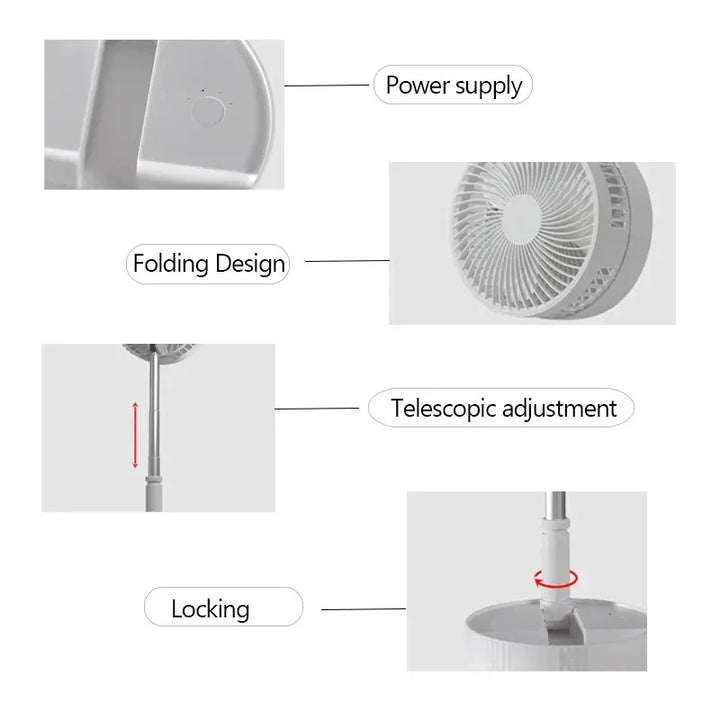 Portable Electric Fan Floor Standing USB Rechargeable  for Home Office Air Conditioner